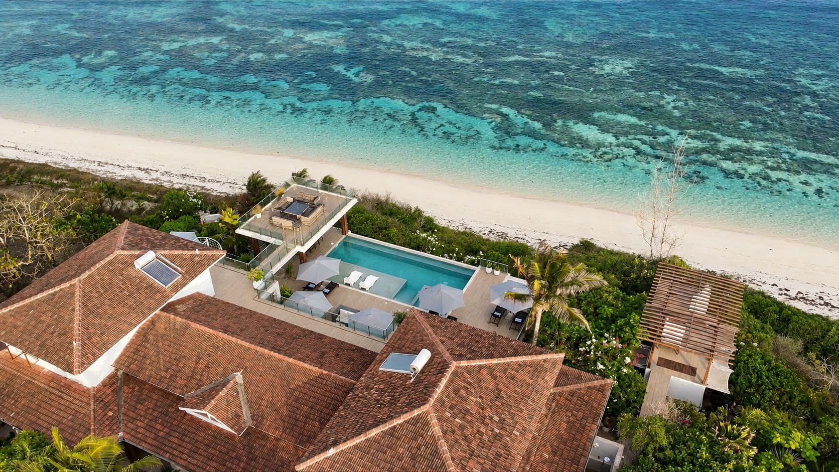 My Amani private beachfront villa aerial view — Vipingo, Kenya